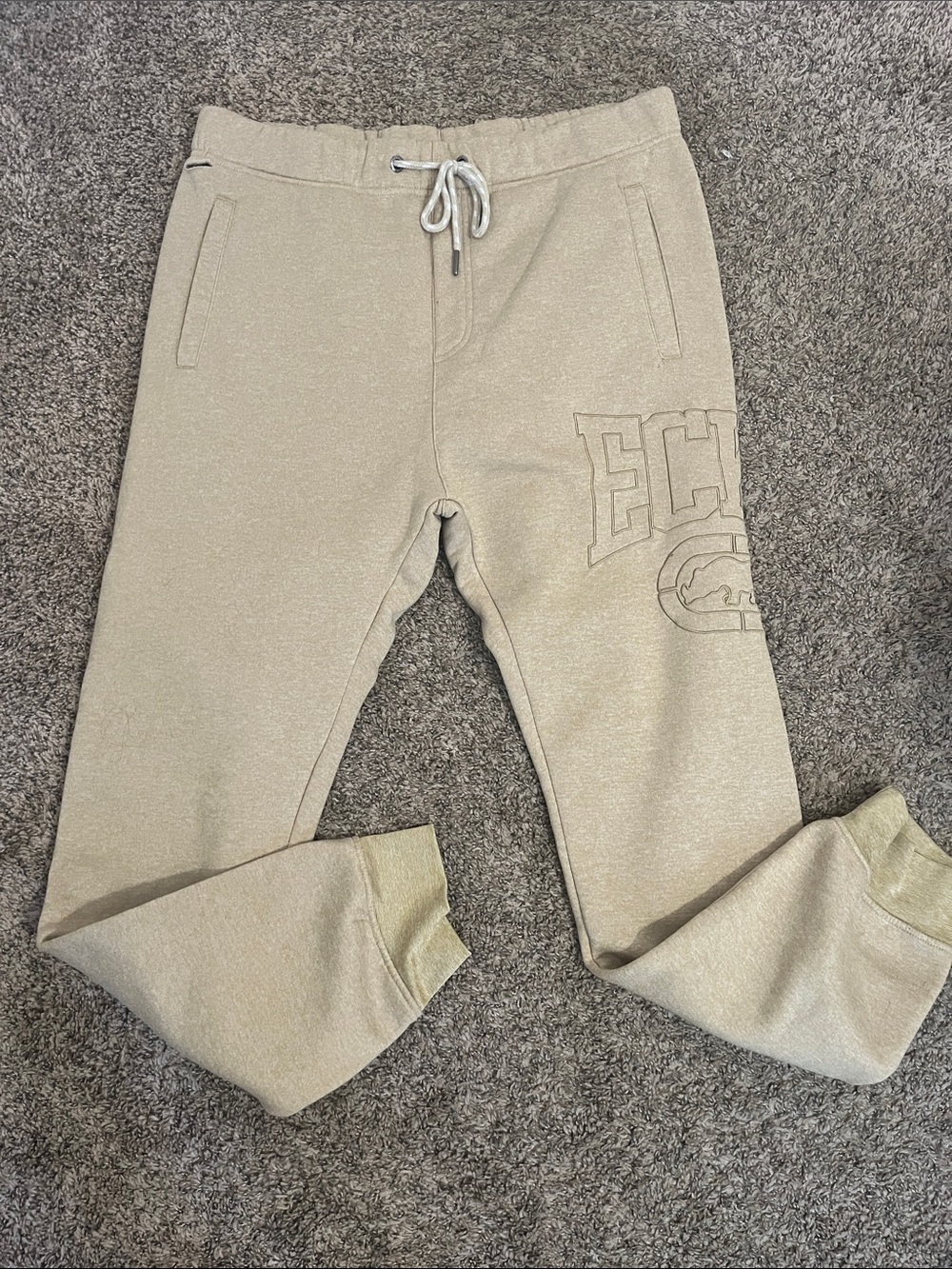 ✏️ Men's Neutral Tan Jogger Sweatpants with Side Embossed Logo
